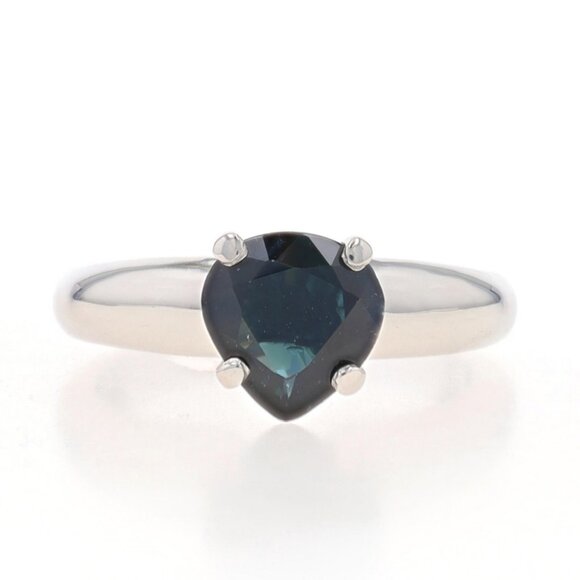 Platinum Sapphire Solitaire Engagement Ring - 900 Pear 1.55ct